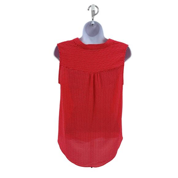 Vince Camuto Red White Tank Blouse Womens Small Sleeveless Pintuck Split Neck - Picture 5 of 8